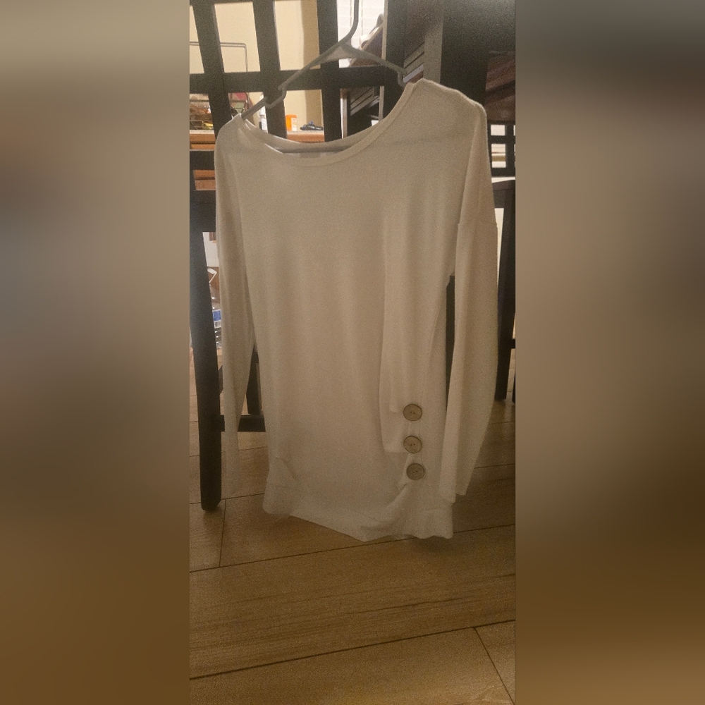 Cream Sweater with Button Detail